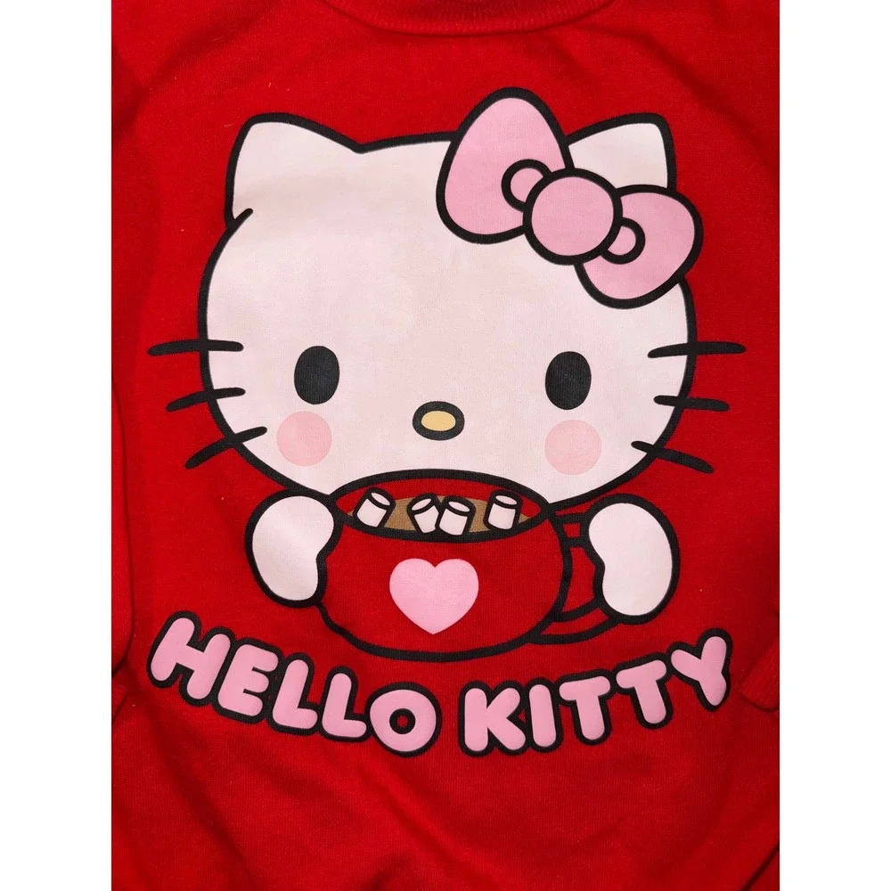Sanrio Hello Kitty Red Sweatshirt and Black Ribbed Leggings Set 4T